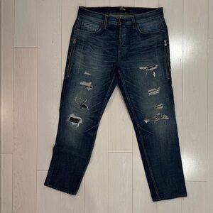 Hudson Jeans Men's Dark Blue Distressed Slim Jeans